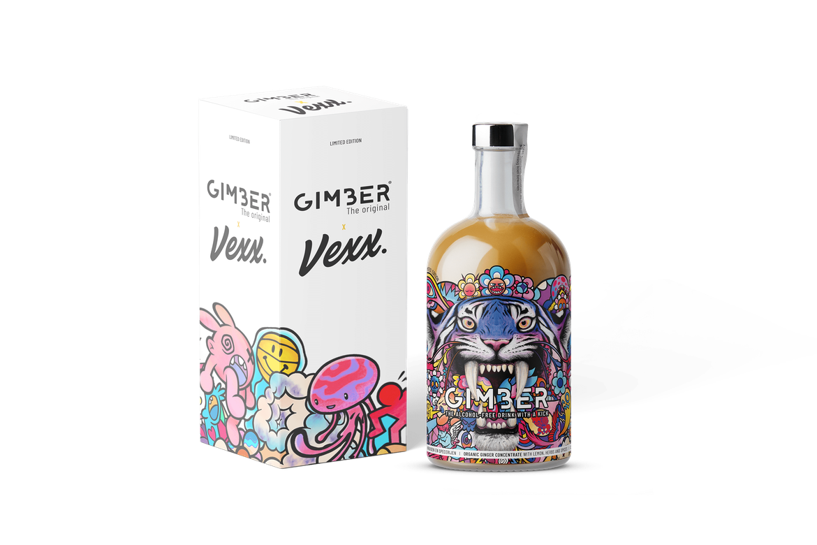 Gimber - Édition limitée, design Vexx - Boisson à base de gingembre et saveurs tropicales - Schilliger