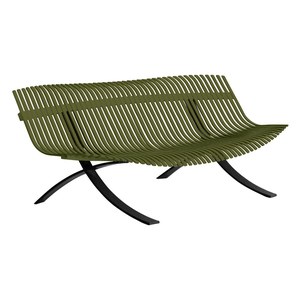 Fermob Charivari Banc Charivari pieds Réglisse Vert mousse L 246 x l 90 x H83cm