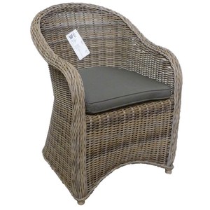 Castle Line Salvador Fauteuil Darwin sisal grey avec coussin army Gris fer 59x68x84cm