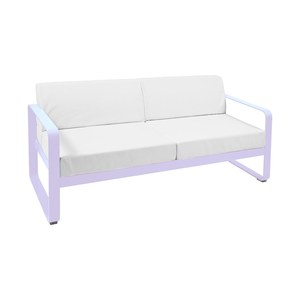 Fermob Bellevie Canapé Bellevie 2 places avec Coussin Blanc grisé inclus Violet lilas L 160xl 75xH56cm