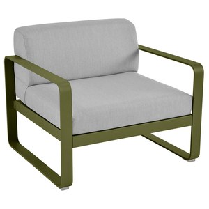 Fermob Bellevie Fauteuil club Bellevie avec Coussin Gris flanelle inclus Vert mousse L 85x l 75xH56cm