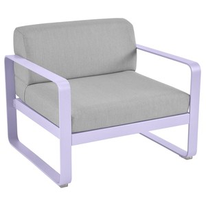 Fermob Bellevie Fauteuil club Bellevie avec Coussin Gris flanelle inclus Violet lilas L 85x l 75xH56cm