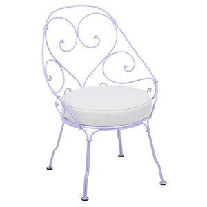 Fermob 1900 Fauteuil Cabriolet 1900 avec Coussin 81-Blanc grisé inclus Violet lilas 59.9x42x82.5cm