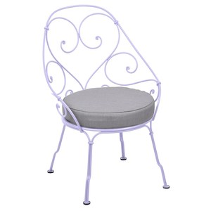 Fermob 1900 Fauteuil Cabriolet 1900 avec Coussin 79-Gris flanelle inclus Violet lilas 59.9x42x82.5cm