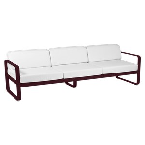 Fermob Bellevie Canapé Bellevie 3 places avec Coussin Blanc grisé inclus Rouge lie de vin L 235x l 75x H56cm