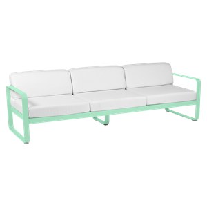 Fermob Bellevie Canapé Bellevie 3 places avec Coussin Blanc grisé inclus Vert menthe à l'eau L 235x l 75x H56cm