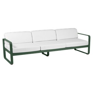 Fermob Bellevie Canapé Bellevie 3 places avec Coussin Blanc grisé inclus Vert sapin L 235x l 75x H56cm