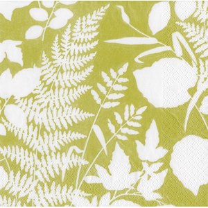 Caspari  Serviette Cocktail Modern fern Jaune citron 25x25cm