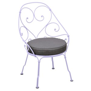 Fermob 1900 Fauteuil Cabriolet 1900 avec Coussin A3-gris graphite inclus Violet lilas 59.9x42x82.5cm