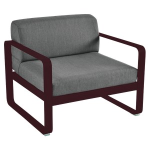 Fermob Bellevie Fauteuil club Bellevie avec Coussin Gris Graphite inclus Rouge lie de vin L 85x l 75x H56cm