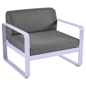 Fermob Bellevie Fauteuil club Bellevie avec Coussin Gris Graphite inclus Violet lilas L 85x l 75x H56cm