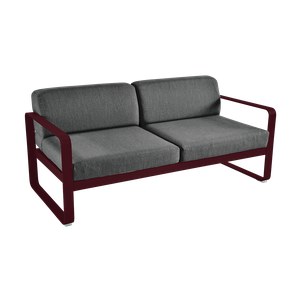 Fermob Bellevie Canapé Bellevie 2 places avec Coussin Gris Graphite inclus Rouge lie de vin L 160x l 75x H56cm