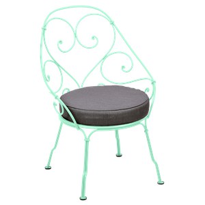 Fermob 1900 Fauteuil Cabriolet 1900 avec Coussin A3-gris graphite inclus Vert menthe à l'eau L59.5xP55.5xH82.5cm