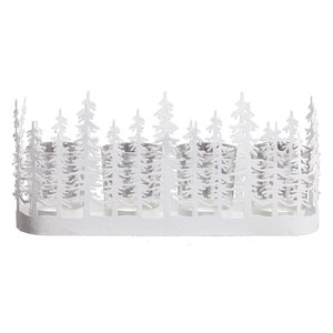 Schilliger Design  Lumignon Forêt de sapins pour 4 bougies Blanc argent 28x7x12cm