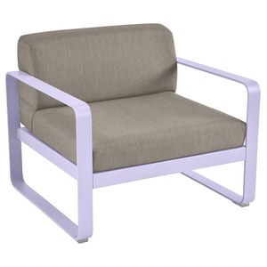 Fermob Bellevie Fauteuil club Bellevie avec Coussin B8 taupe grisé inclus Violet lilas L 85x l 75x H56cm