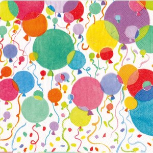 Caspari  Serviette Lunch White Balloons & confetis  33x33cm