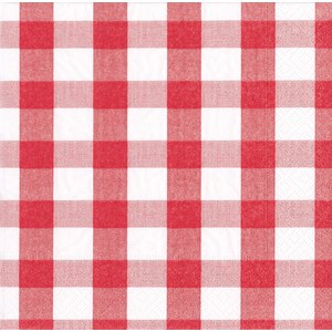 Caspari  Serviette Lunch Red Gingham Rouge cerise 33x33cm