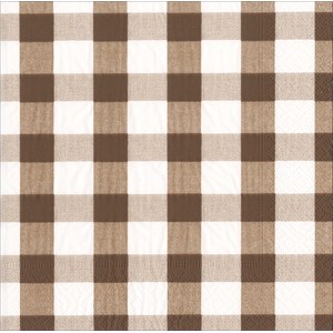 Caspari  Serviettes Lunch Gingham 17074L Brun chocolat 33x33cm