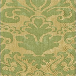 Caspari  Serviettes Cocktail Palazzo 7968C Vert gazon ou herbe 25x25cm