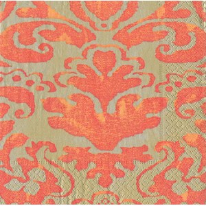 Caspari  Serviettes Lunch Palazzo 7969L Rouge corail 33x33cm