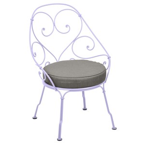 Fermob 1900 Fauteuil Cabriolet 1900 avec Coussin B8-Taupe grisé inclus Violet lilas 59.9x42x82.5cm