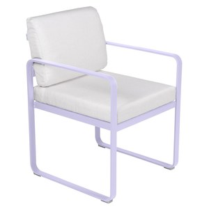 Fermob Luxembourg Fauteuil de repas Bellevie avec coussin Violet lilas L 57 x l 65 x H88cm