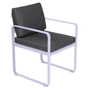 Fermob Luxembourg Fauteuil de repas Bellevie avec coussin Violet lilas L 57 x l 65 x H88cm