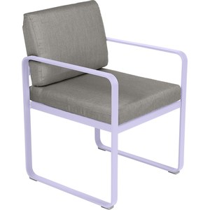 Fermob Luxembourg Fauteuil de repas Bellevie avec coussin Violet lilas L 57 x l 65 x H88cm