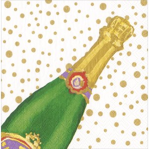 Caspari  Serviette Cocktail Champers Blanc 25x25cm