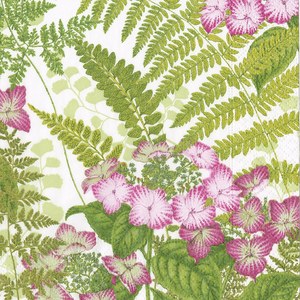 Caspari  Serviette Cocktail Fern Garden  25x25cm