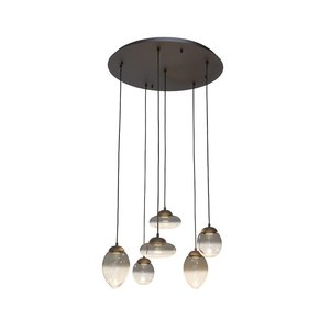 Frezoli Lighting  Suspension Vetroso 6 verre fumé  65xHmax 300cm