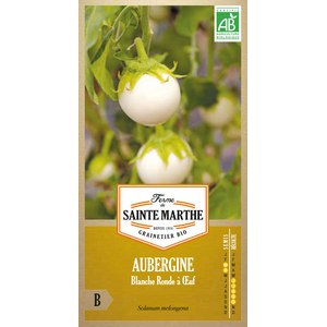 Ferme de Sainte Marthe  Aubergine Blanche Ronde À Œuf  Environ 50 Graines