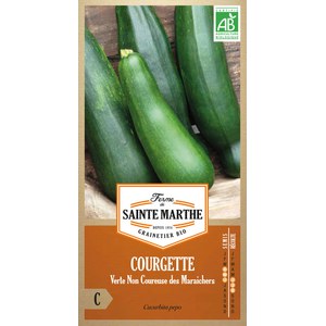 Ferme de Sainte Marthe  Courgette Verte Non Coureuse Des Maraîchers  Environ 15 Graines