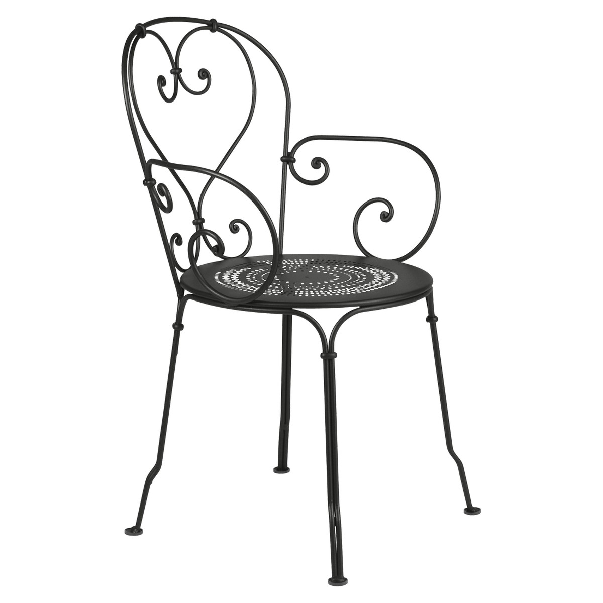 Fermob 1900 Fauteuil de repas 1900 Noir charbon L 53 x l 53 x H90cm Diam : 45