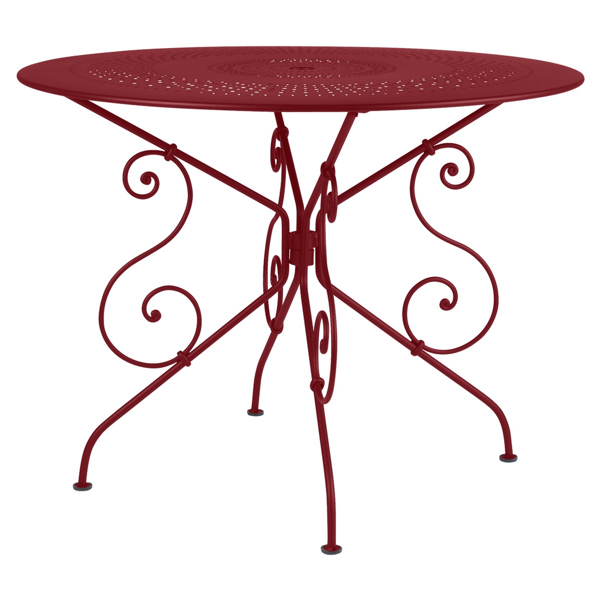 Fermob 1900 Table 1900 TP Rouge groseille L 96 x l 96 x H74cm Diam : 96