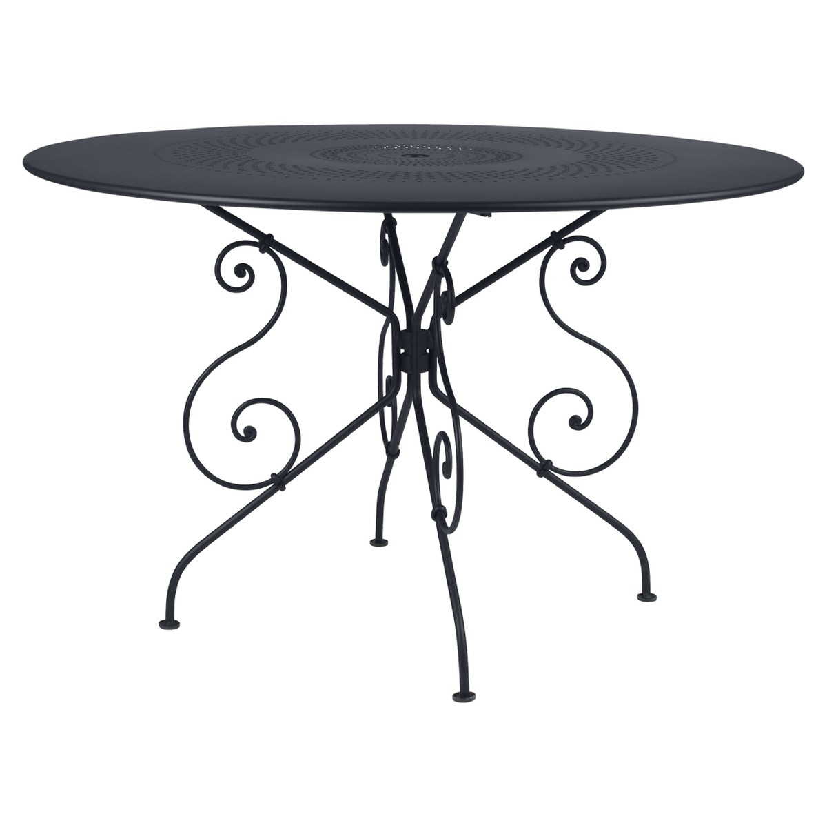 Fermob 1900 Table 1900 TP Noir de carbone L 117 x l 117 x H74cm Diam : 117