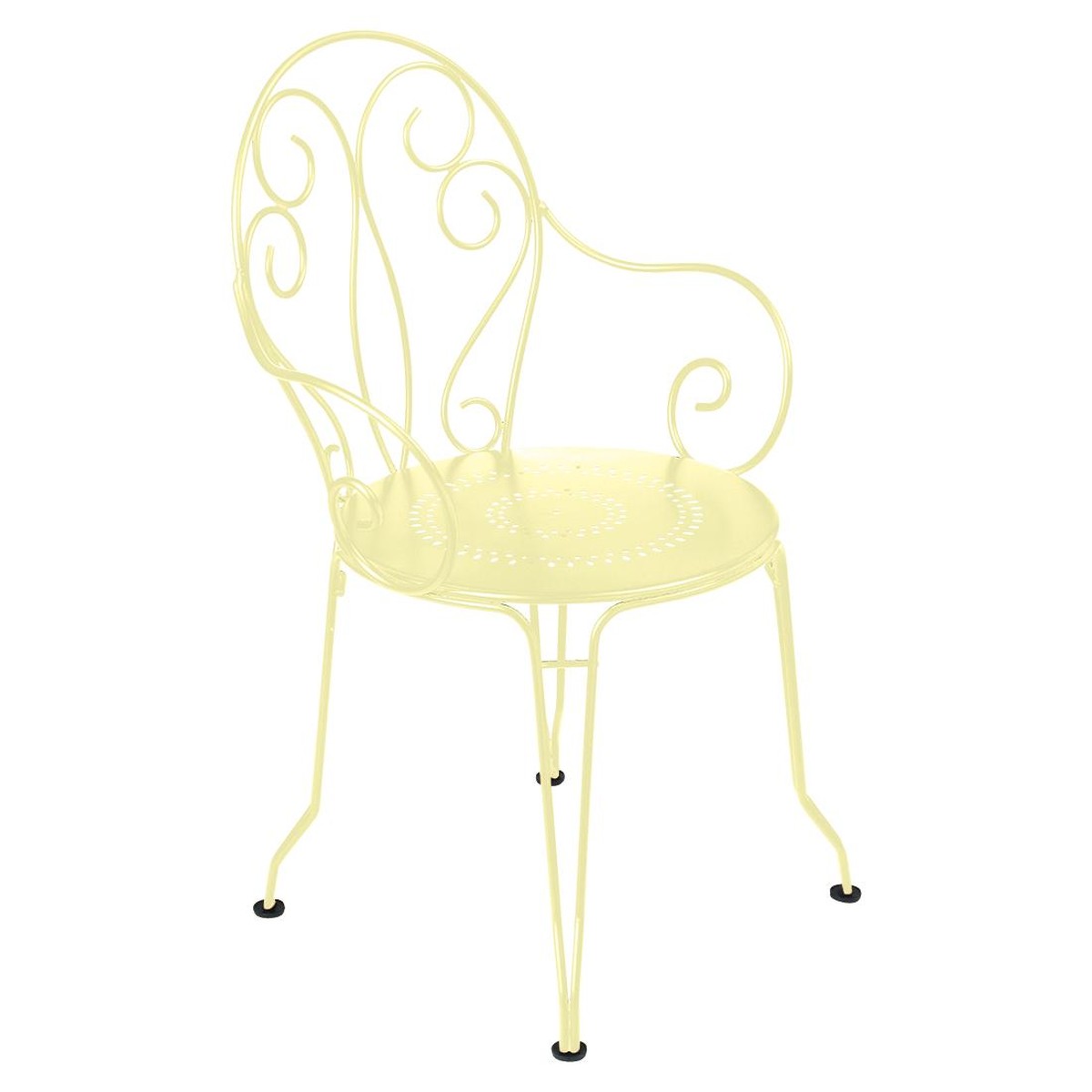 Fermob Montmartre Fauteuil de repas Montmartre Jaune beurre frais L 48 x l 56 x H87cm Diam : 45