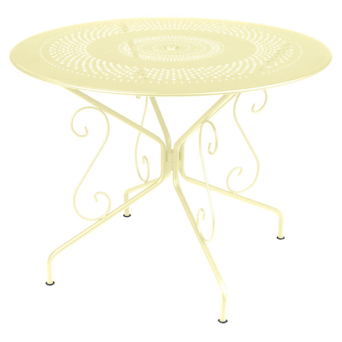 Fermob Montmartre Table Montmartre ronde Jaune beurre frais L 96 x l 96 x H74cm Diam : 96