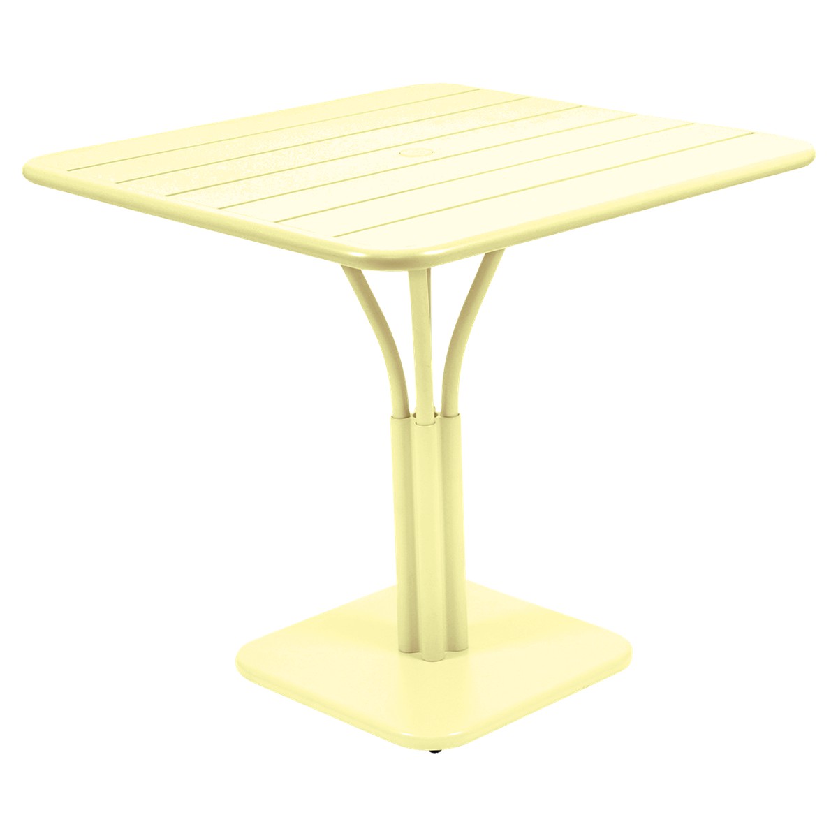 Fermob Luxembourg Table Luxembourg carrée pied central Jaune beurre frais L 80 x l 80 x H74cm