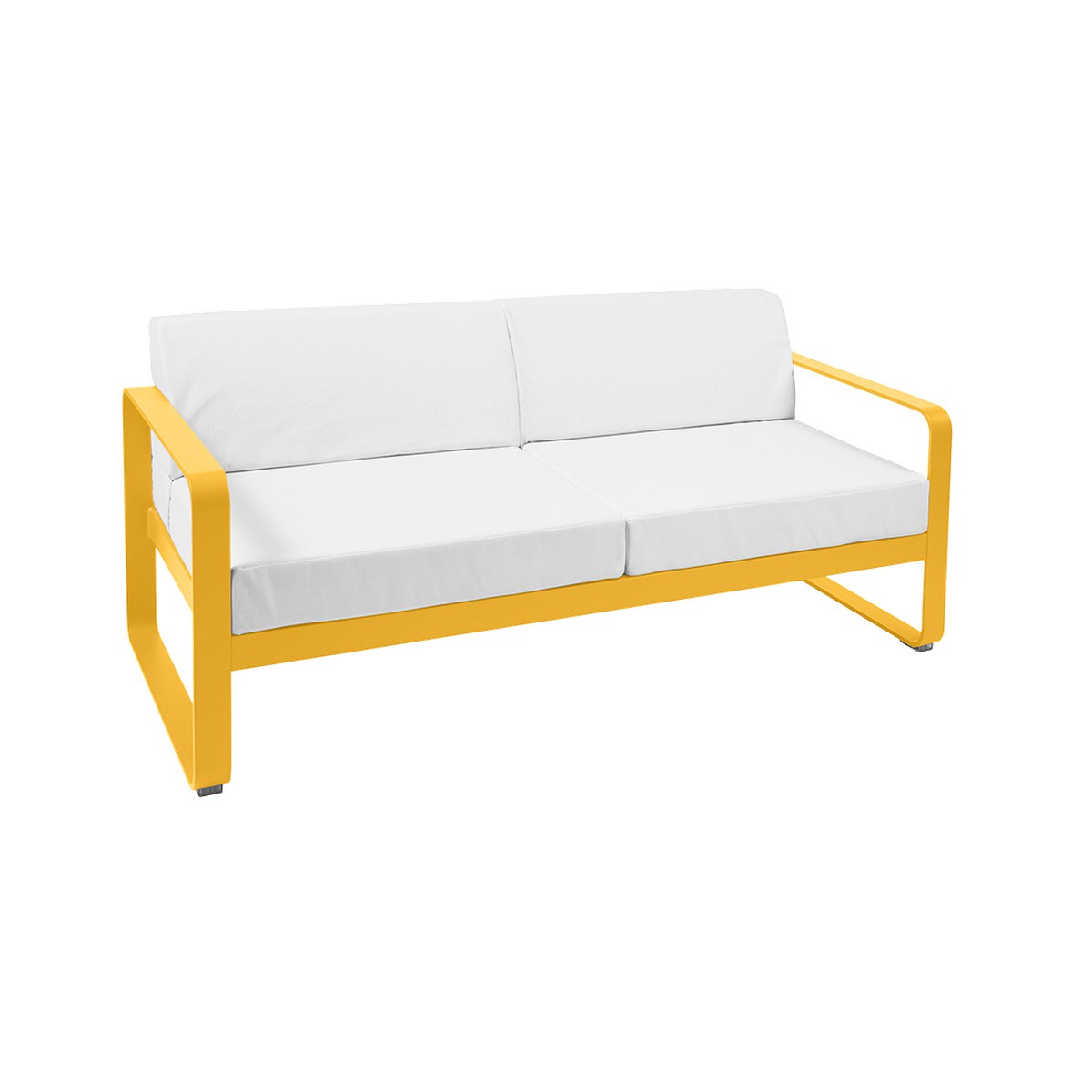 Fermob Bellevie Canapé Bellevie 2 places avec Coussin Blanc grisé inclus Jaune miel L 160xl 75xH56cm