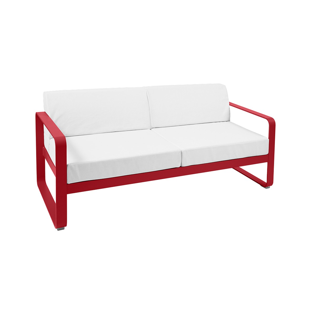 Fermob Bellevie Canapé Bellevie 2 places avec Coussin Blanc grisé inclus Rouge cerise L 160xl 75xH56cm