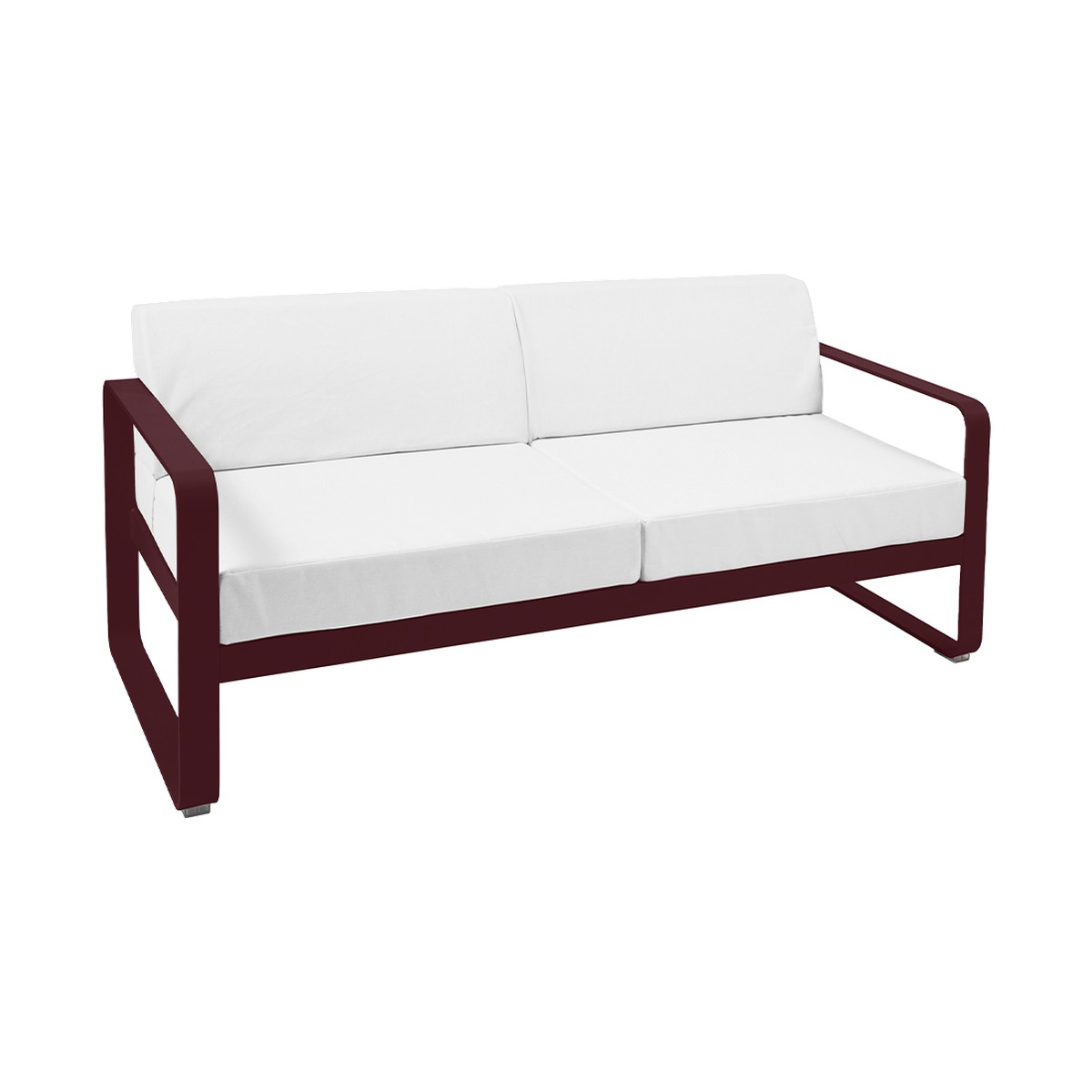 Fermob Bellevie Canapé Bellevie 2 places avec Coussin Blanc grisé inclus Rouge lie de vin L 160xl 75xH56cm