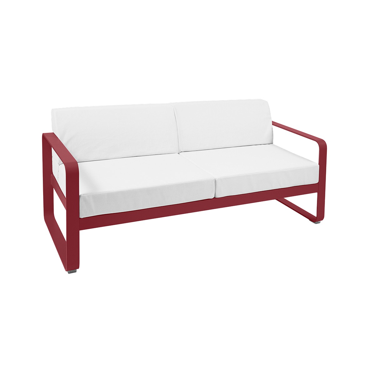 Fermob Bellevie Canapé Bellevie 2 places avec Coussin Blanc grisé inclus Rouge groseille L 160xl 75xH56cm