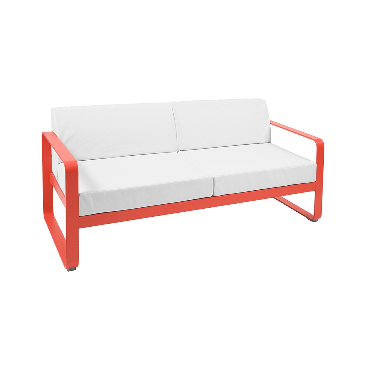 Fermob Bellevie Canapé Bellevie 2 places avec Coussin Blanc grisé inclus Rouge saumon L 160xl 75xH56cm