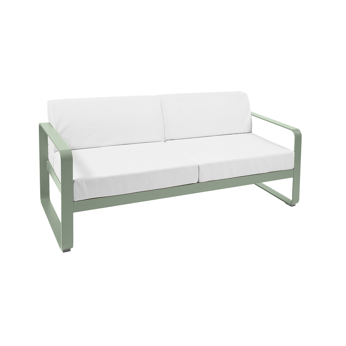 Fermob Bellevie Canapé Bellevie 2 places avec Coussin Blanc grisé inclus Vert pistache L 160xl 75xH56cm