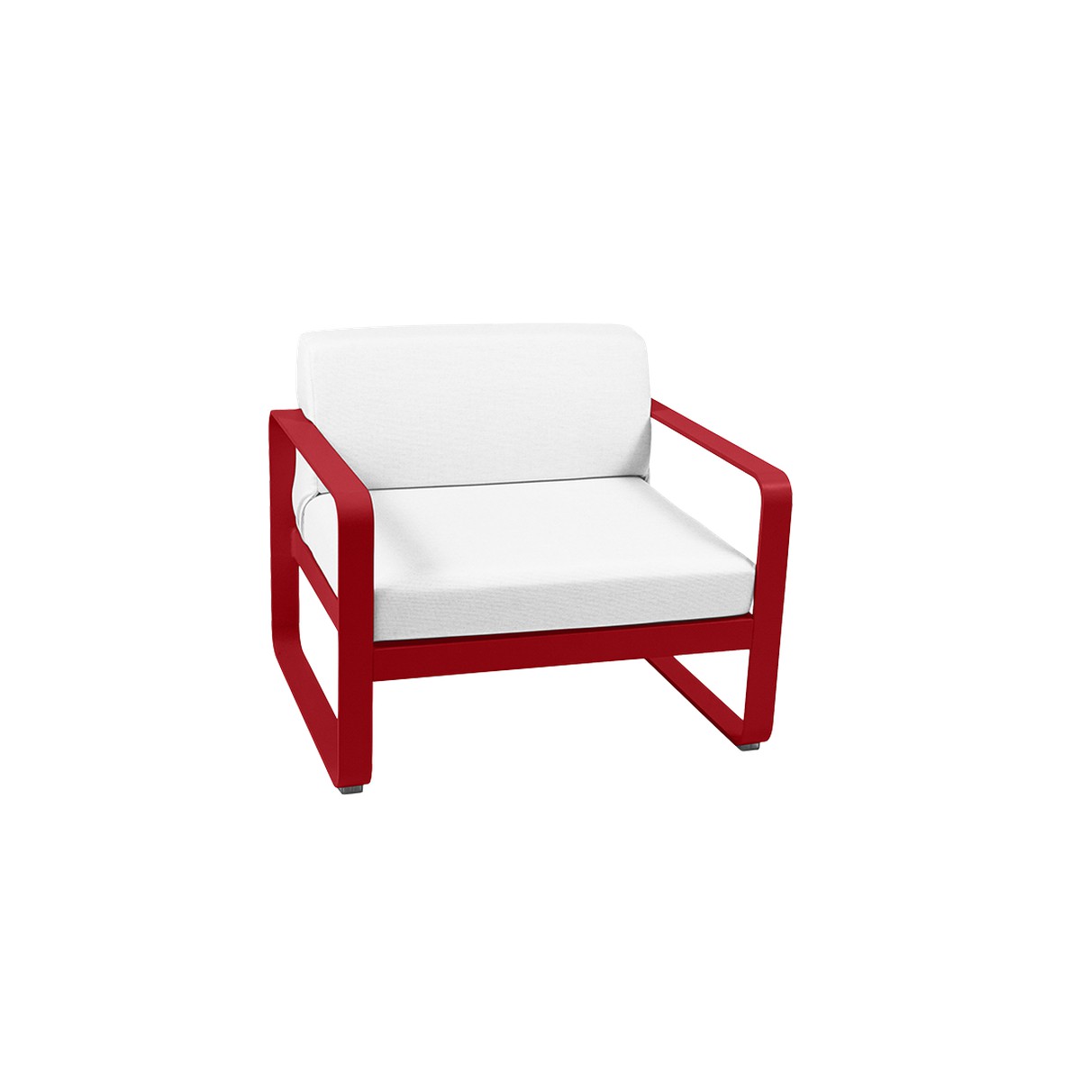 Fermob Bellevie Fauteuil club Bellevie avec Coussin Blanc grisé inclus Rouge cerise L 85xl 75xH56cm