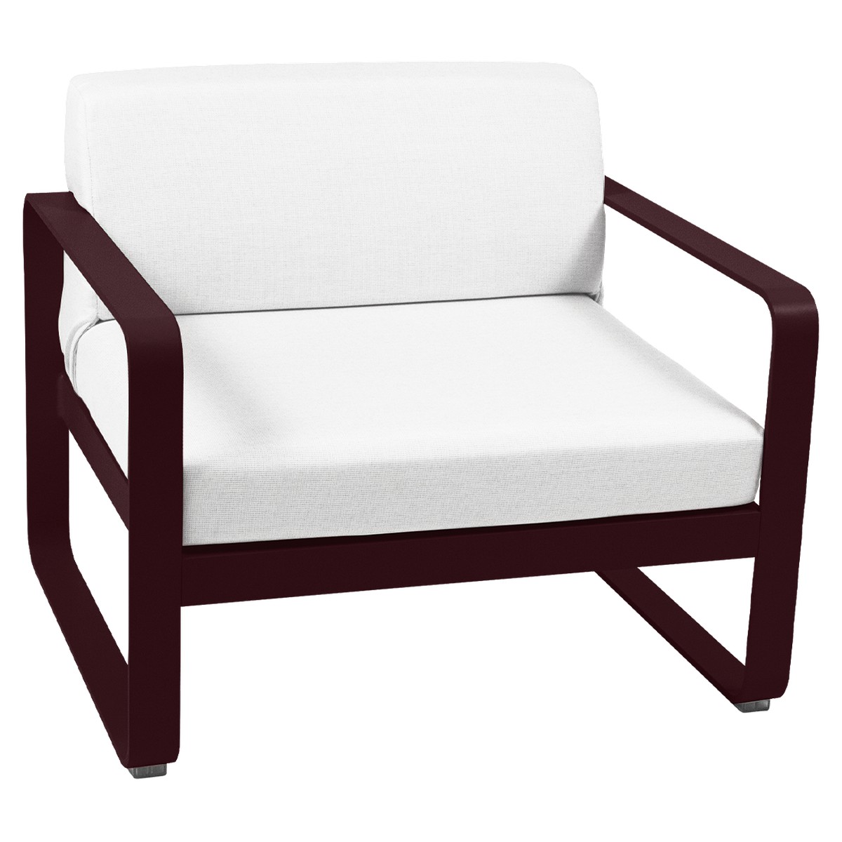 Fermob Bellevie Fauteuil club Bellevie avec Coussin Blanc grisé inclus Rouge lie de vin L 85xl 75xH56cm