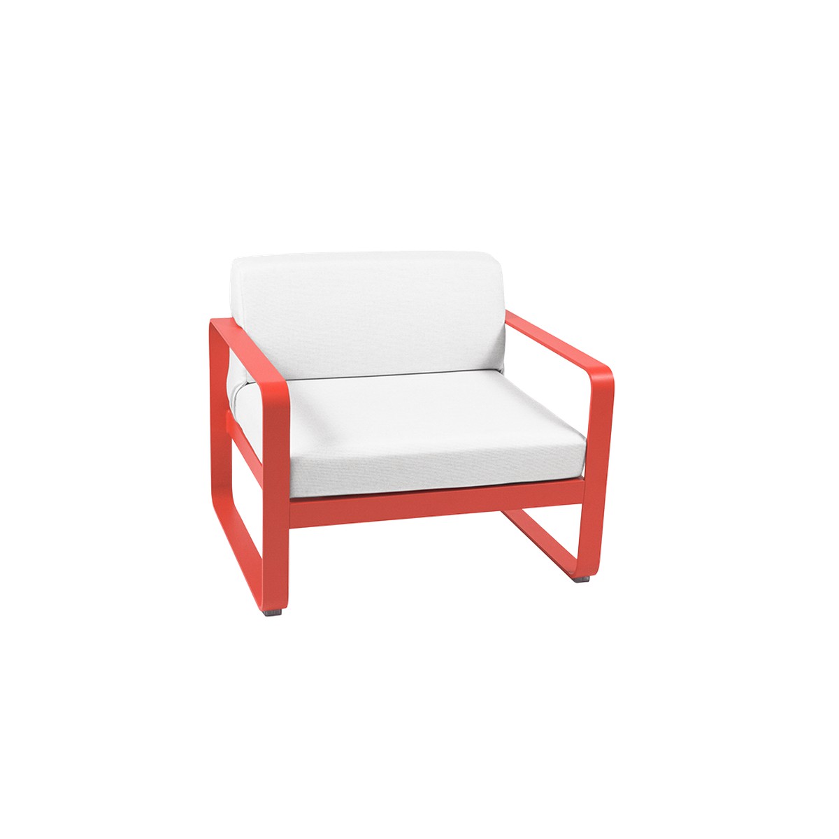 Fermob Bellevie Fauteuil club Bellevie avec Coussin Blanc grisé inclus Rouge saumon L 85xl 75xH56cm