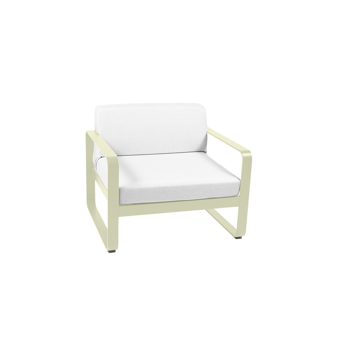 Fermob Bellevie Fauteuil club Bellevie avec Coussin Blanc grisé inclus Vert tilleul L 85xl 75xH56cm