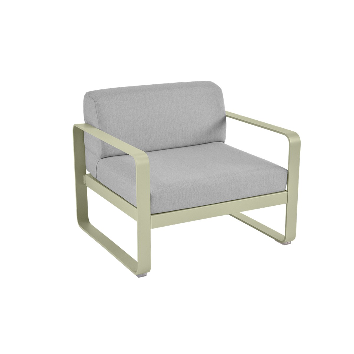 Fermob Bellevie Fauteuil club Bellevie avec Coussin Gris flanelle inclus Vert tilleul L 85x l 75xH56cm